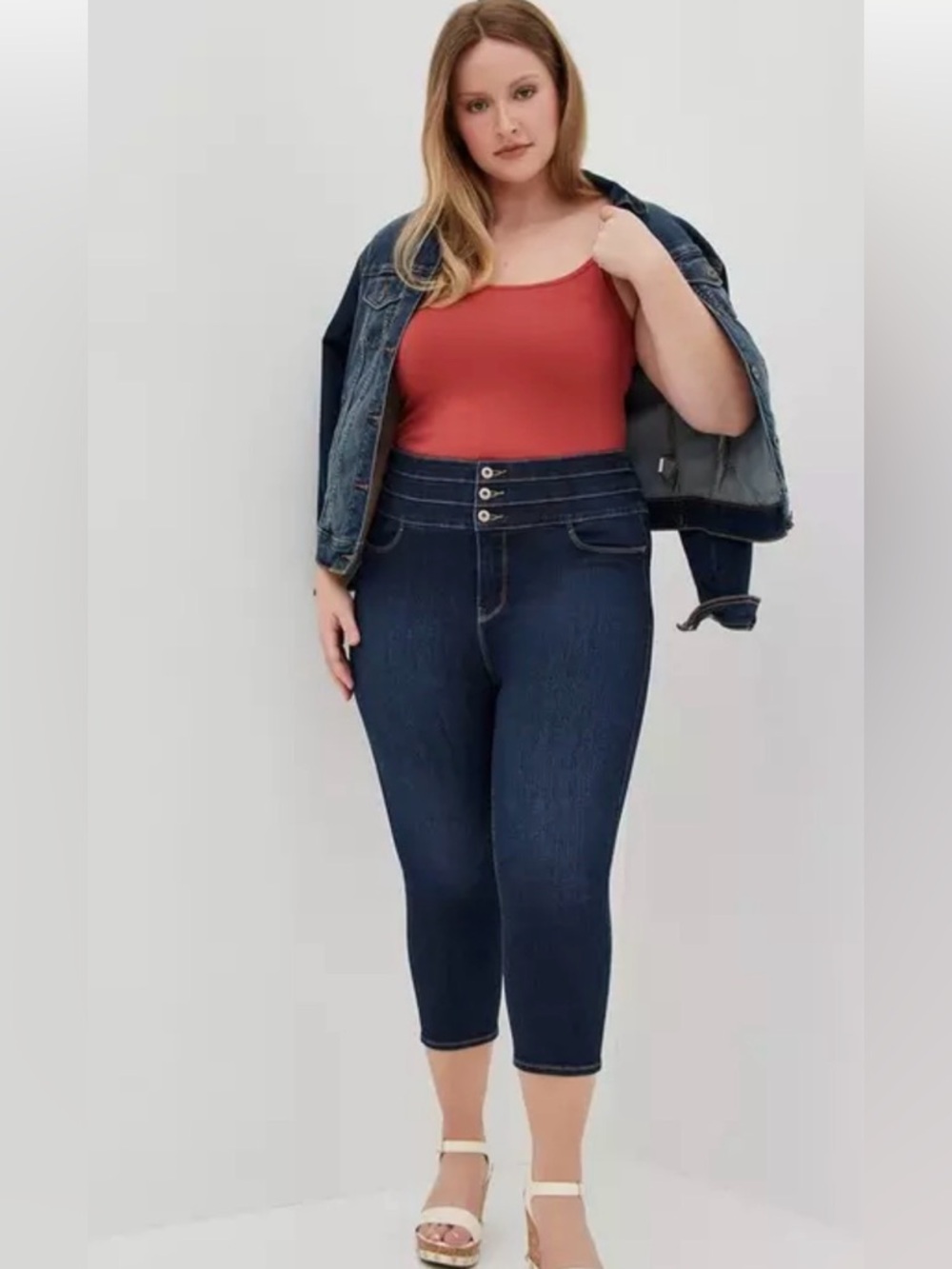 Torrid crop triple waist jeans